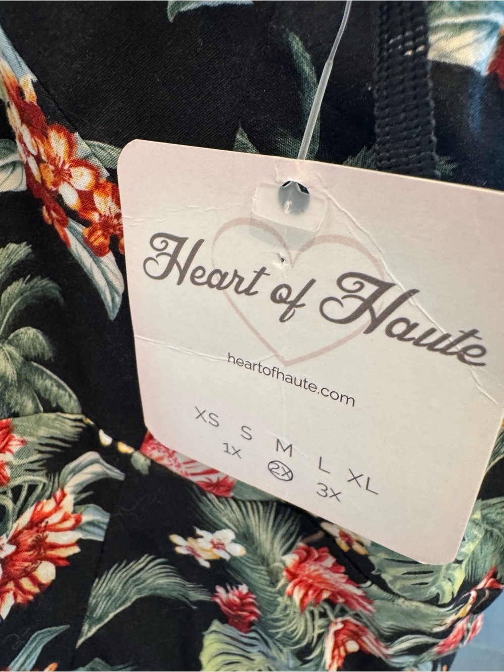 Heart Of Haute Nwt Black Cotton Tropical Hawaiian Halter Midi Dress Plus Size — image 3 of 8